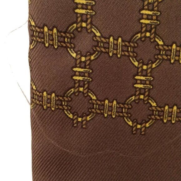 HERMES - Dark Gray Dark Brown Yellow Angora Silk Scarf 265-070725 - Picture 3 of 7